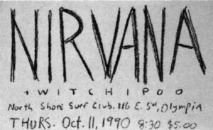 Handwritten handbill for Nirvana's first show with Dave Grohl October 1990.